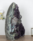 Unique Amethyst Cathedral with Stunning Calcite Formations and Jasper Shell - CBP0669