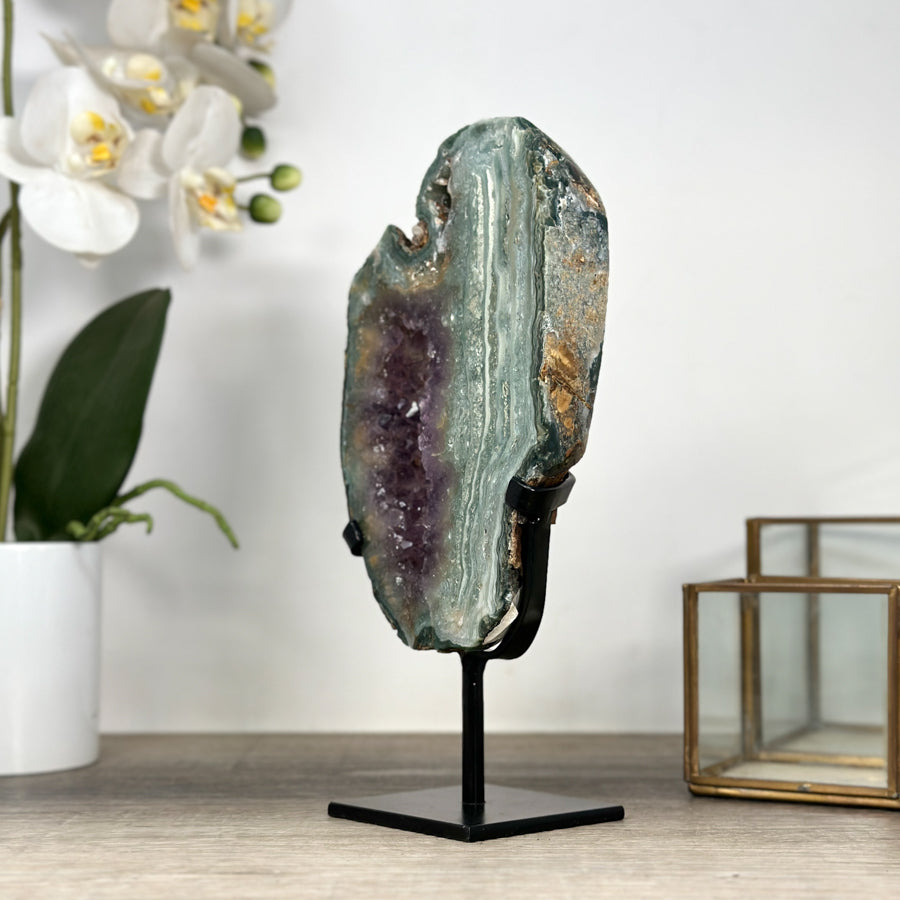 Natural Amethyst &amp; Green Jasper Slice Portal - MWS2235