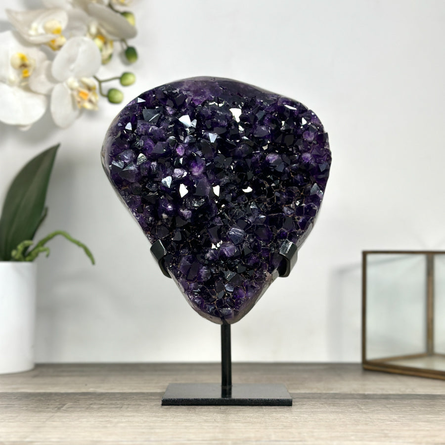 Deep Purple Amethyst Cluster on Metal Stand from Uruguay - MWS2779