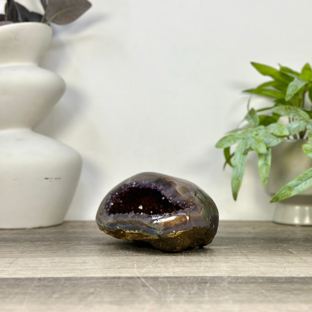 Natural Amethyst Geode with agate Shell - STGE0117