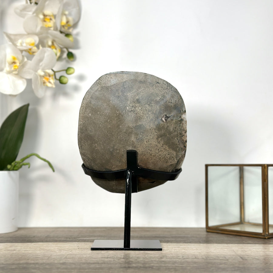 Quartz Geode on Metal Stand – Stunning Natural Crystal Specimen - MWS2730