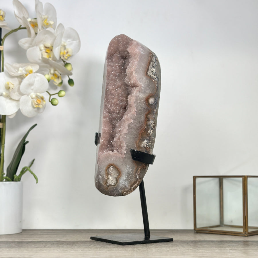Huge Natural Pink Amethyst Geode - Unique Mineral Display Piece on Stand - MWS2802