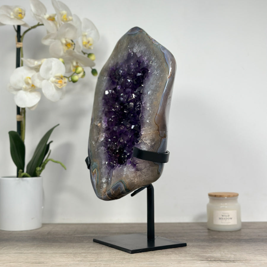 Uruguayan Amethyst Geode with agate Shell - MWS1264