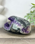 Natural Deep Purple Geode with Green Jasper Shell - STGE0047
