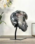 Quartz Crystal with Calite Geode on Stand Mineral Specimen