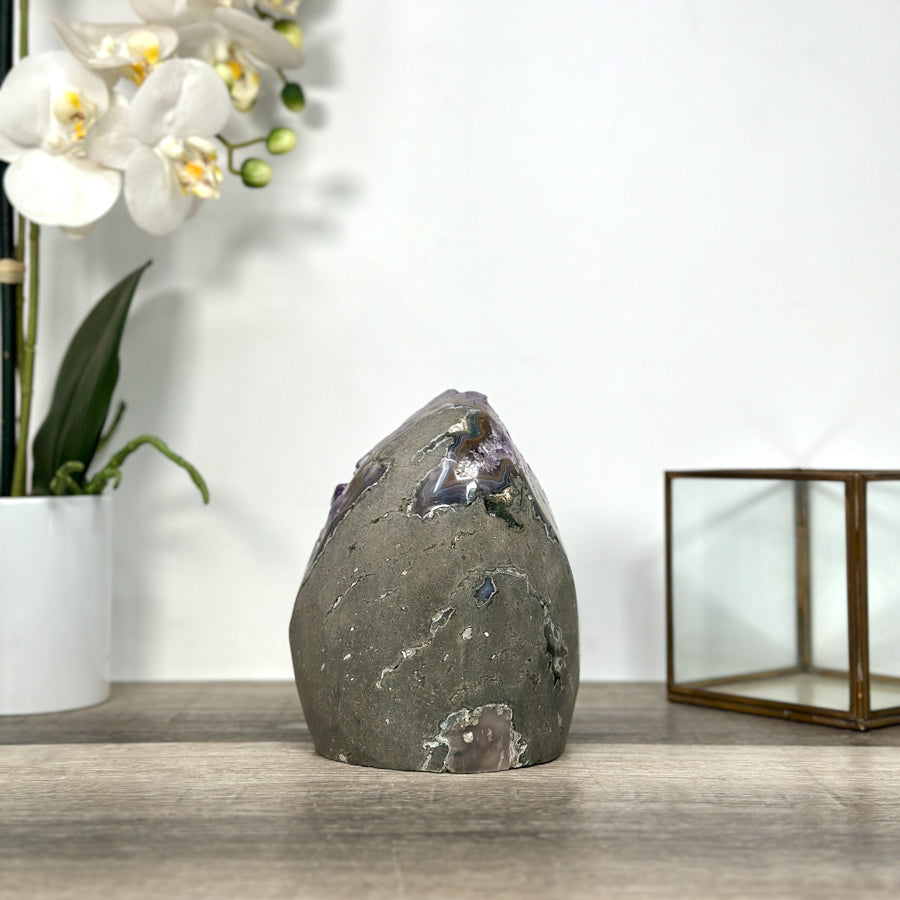 Amethyst Crystal Geode with Deep Purple Points for Home Decor - CBP1241