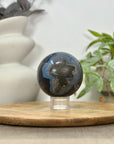 Banded Agate Sphere Geode with Quartz Crystal Cavity - SPH0151