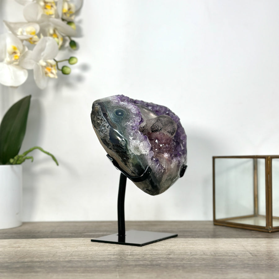 Amethyst Geode With Calcite Crystal Specimen - MWS2731