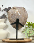 Natural Amethyst & Quartz Stone Specimen on Metal Stand - MWS3139