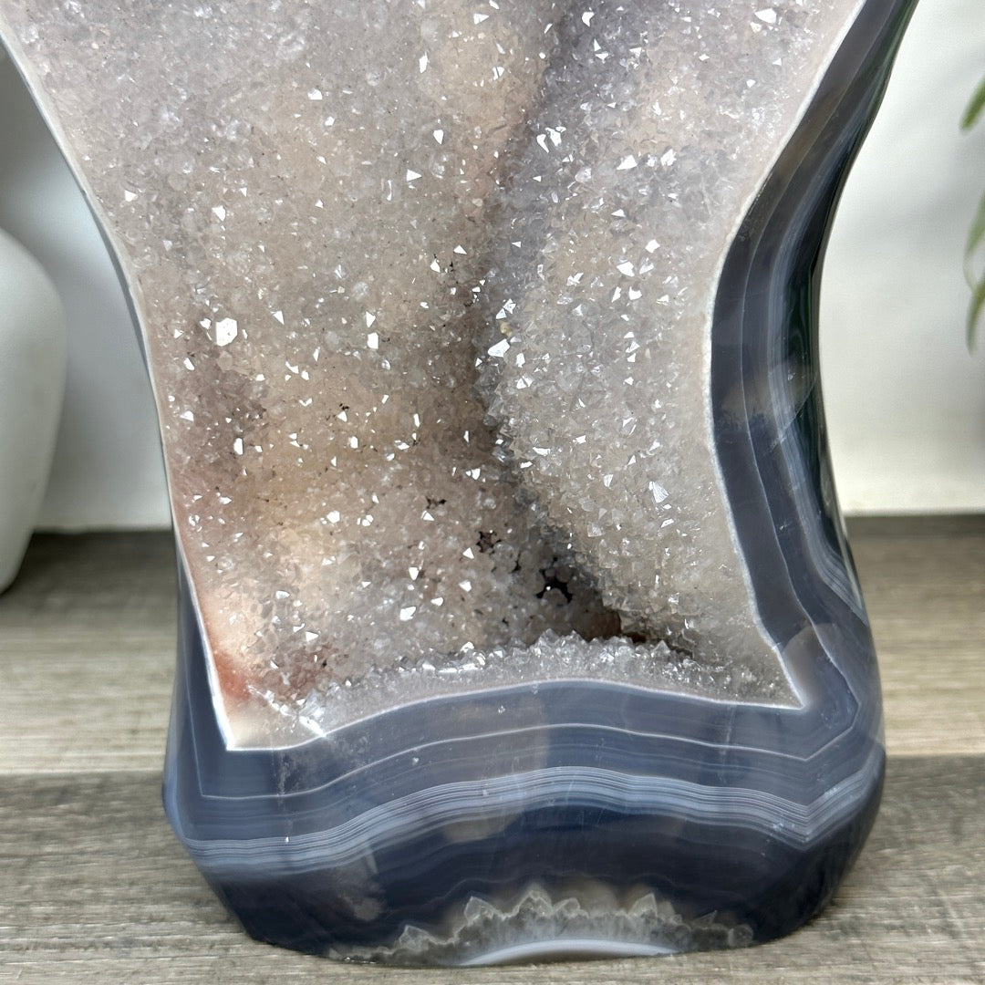 Unique Art Agate &amp; Quartz Geode for Home Decor - Urguayan Statement Piece - CBP1401