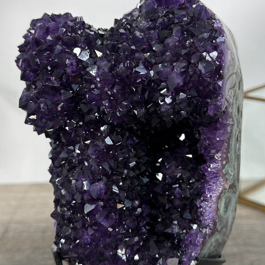 Deep Purple Amethyst Stalactite Formation on Metal Stand - MWS2729