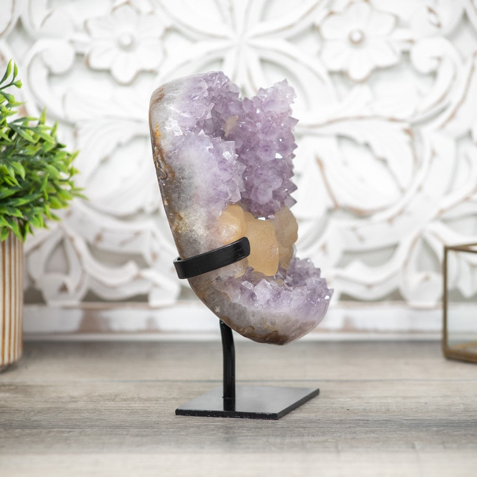 Natural Spirit Amethyst Cluster with Huge Calcite Formation - MWS0433