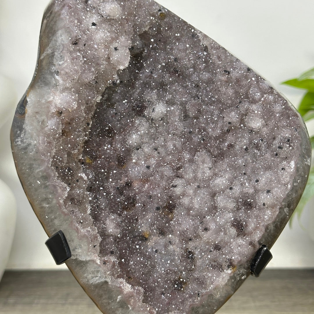 Unique Natural Sugar Amethyst Crystal Geode on Stand - MWS3383