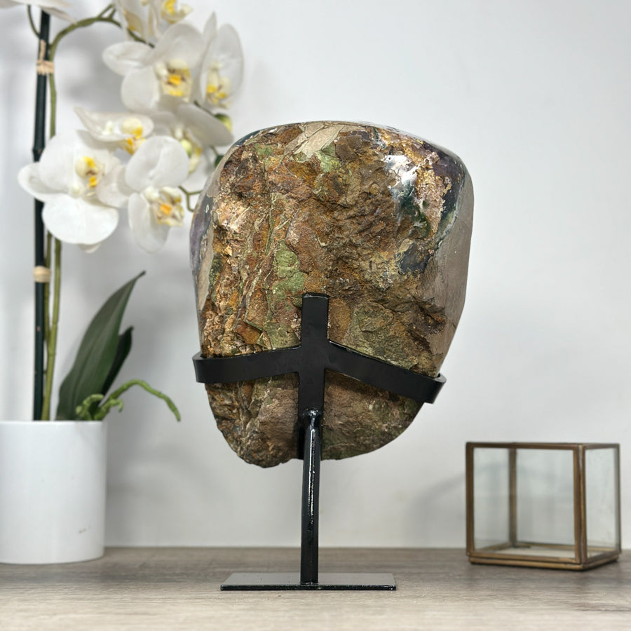 Beautiful Natural Amethyst Crystal Cluster, Metal Stand included - MWS2096