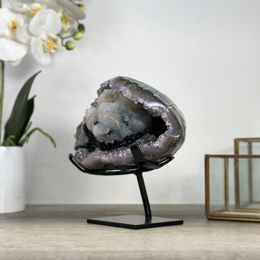 Unique Natural Geode with Calcite &amp; Hematite Specimen - MWS2220