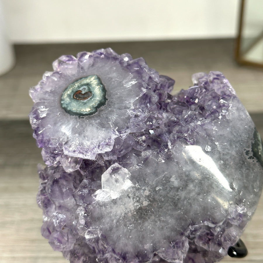 Amethyst Crystal Cluster on Stand with Light Purple Druzy - MWS2883