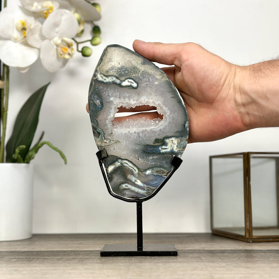 Quartz &amp; Green Jasper Stone Portal on Stand - MWS2857