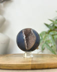 Banded Agate & Druzy Sphere Geode with Crystal Formation - SPH0226