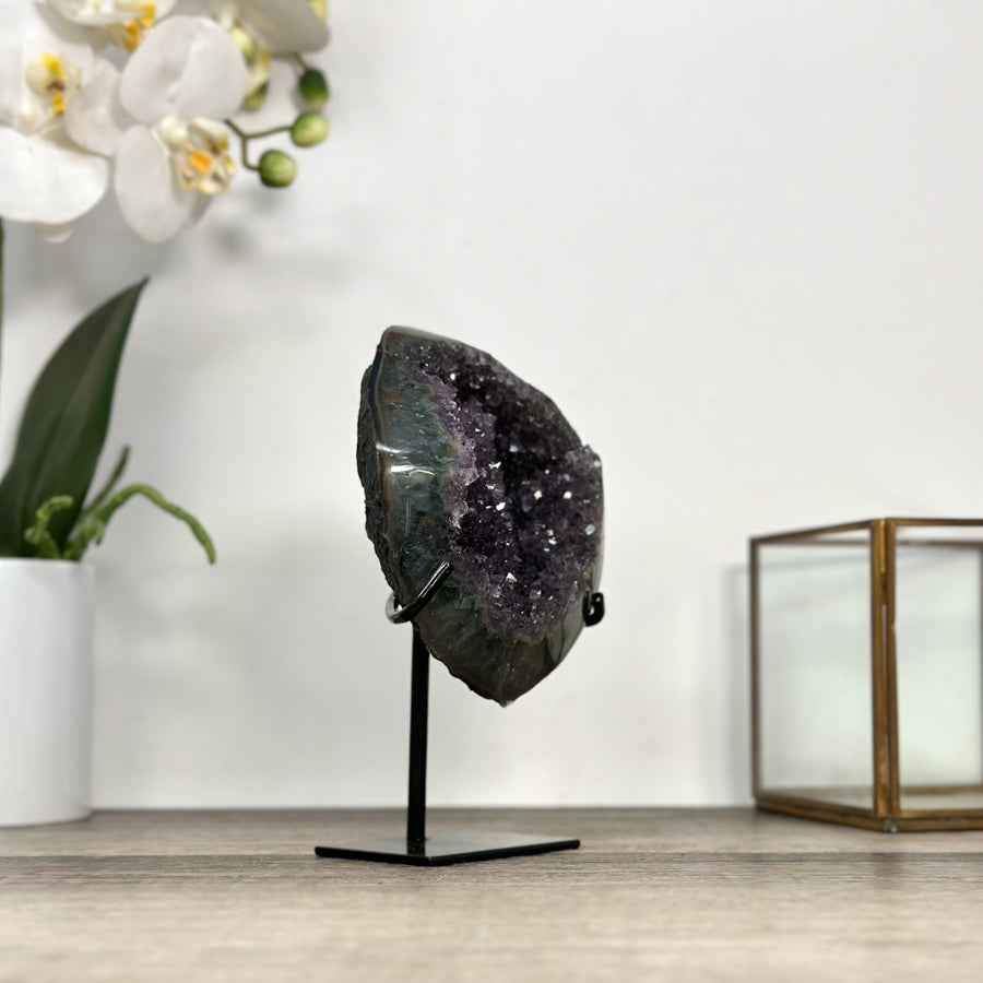Amethyst Geode on Stand with Calcite Formation - MWS2864