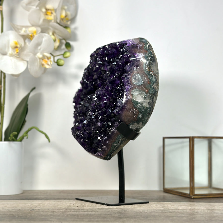 Amethyst Crystal Cluster Specimen on Stand for Home Decor Display - MWS2620