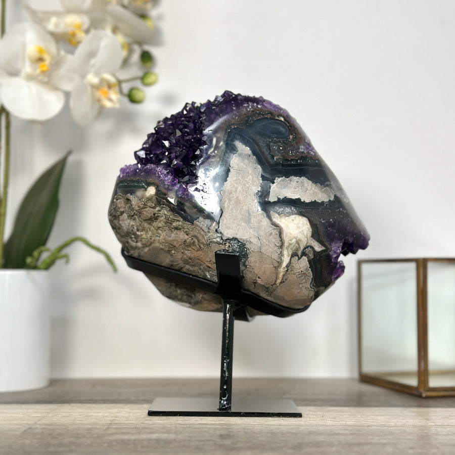 Deep Purple Amethyst and Agate Crystal Cluster Stalactite Formation - MWS2624