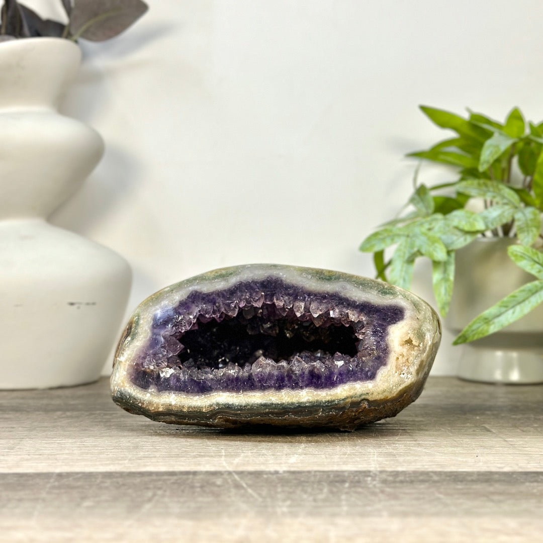Uruguayan Amethyst Geode with Polished Shell - STGE0120