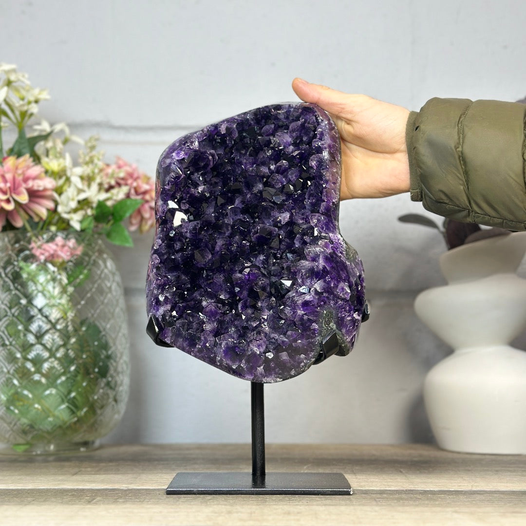 Deep Purple Amethyst Cluster with Large &amp; Shinny Crystals - MWS3401