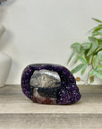 Natural Amethyst Geode with Calcite & Black Hematite Inclusion - STGE0058