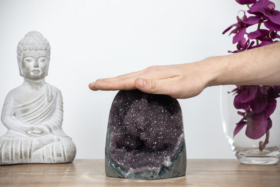 Natural Sparkly Druzy Amethyst with Jasper Shell - GQTZ0339