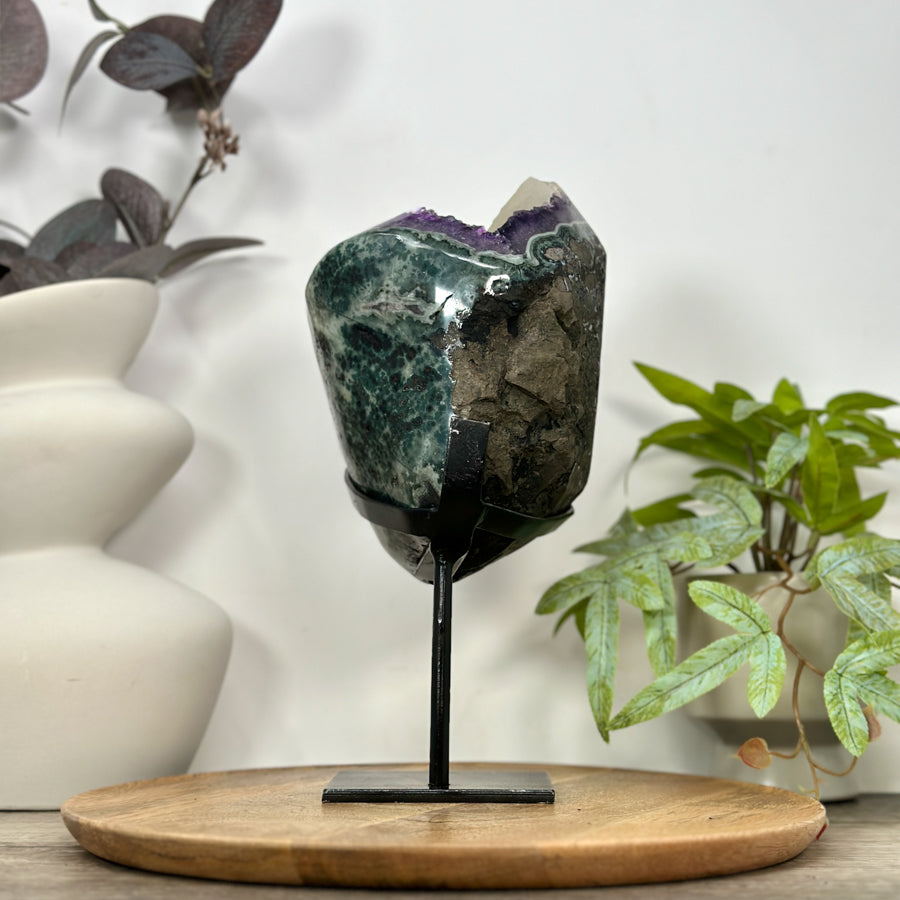 Natural Amethyst Cluster with Large Calcite Specimen - MWS3112