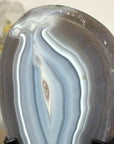 Decorative Blue Agate Slice with Metal Base – Natural Polished Stone from Uruguay - MWS2003