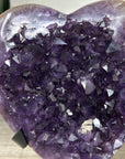 Natural Uruguayan Amethyst Heart Carving with Metal Stand - HST0292
