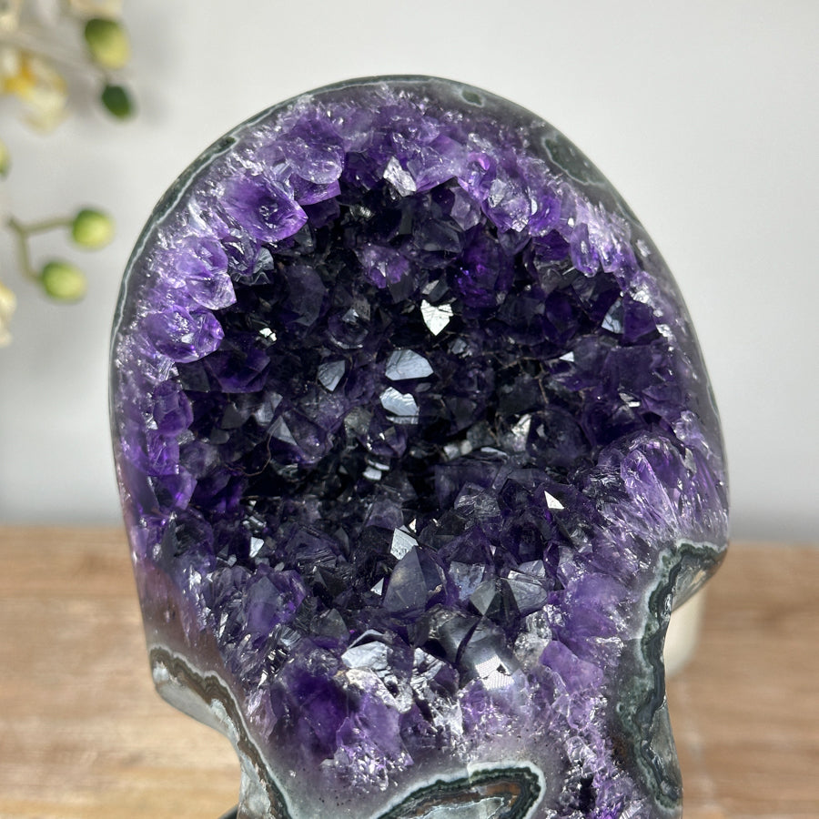 Beautiful Natural Amethyst Geode, Metal Stand Included - MWS1764