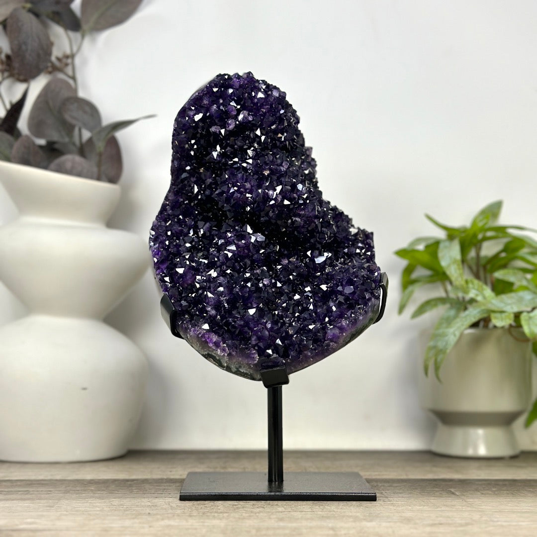 A Grade Natural Amethyst Crystal Specimen on Metal Stand - MWS3390