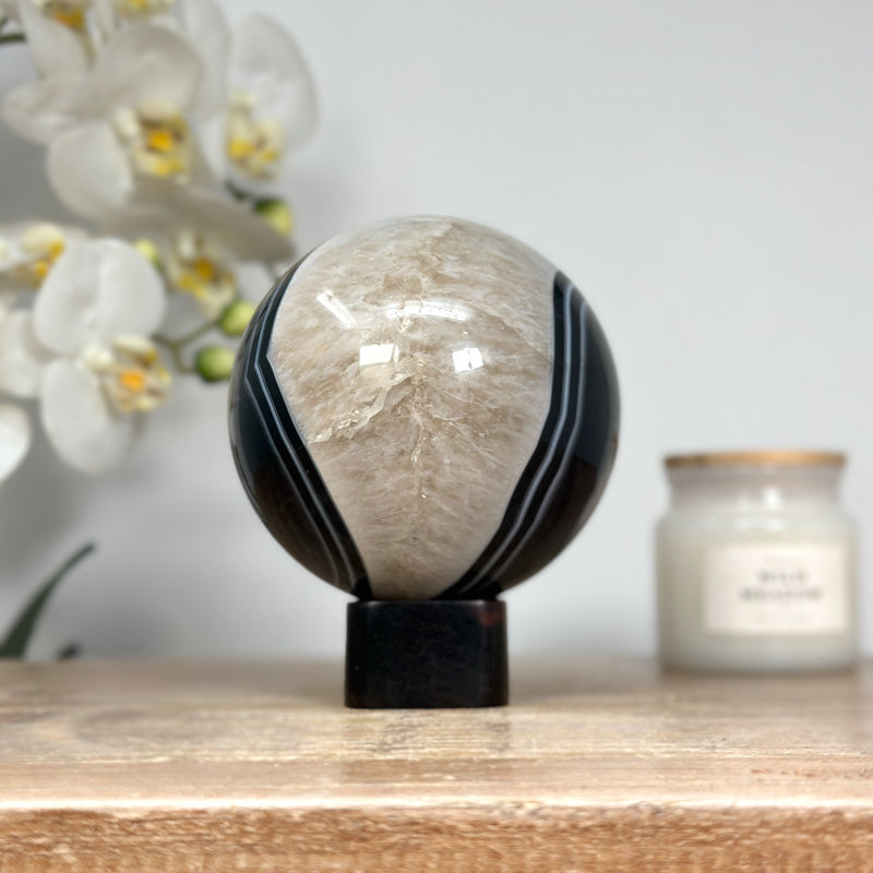 Dyed Quartz &amp; Banded Agate Sphere Geode - SPH0146