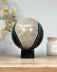 Dyed Quartz & Banded Agate Sphere Geode - SPH0146