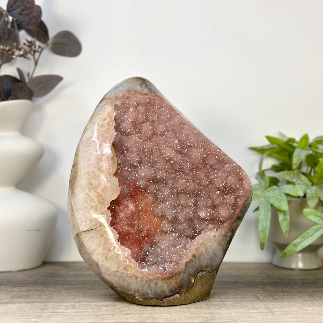 Huge Natural Pink Amethyst Statement Piece with Calcite Formation - CBP1431