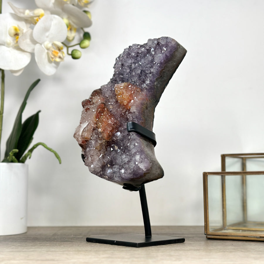 Unique Natural Amethyst Moon with Sugar Calcite Formations - MWS2374