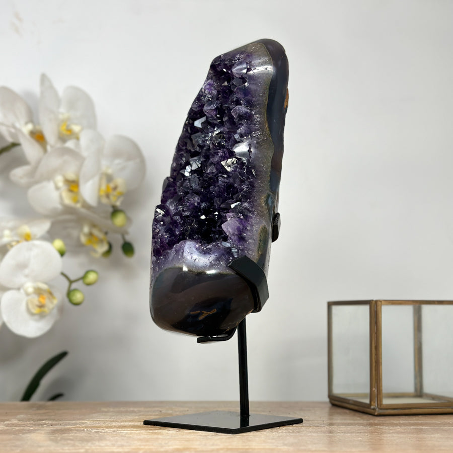 AAA Grade Natural Amethyst Cluster with Metal Stand - MWS1878