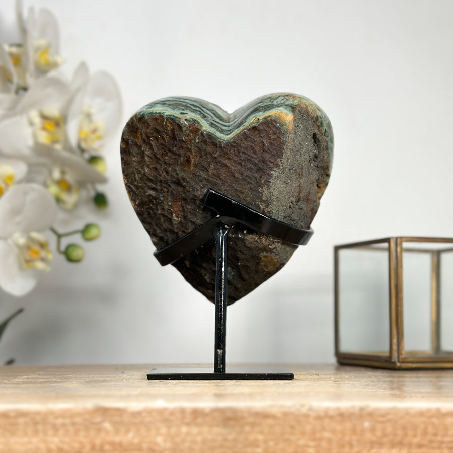 Natural Amethyst &amp; Green Jasper Stone Heart - HST0263