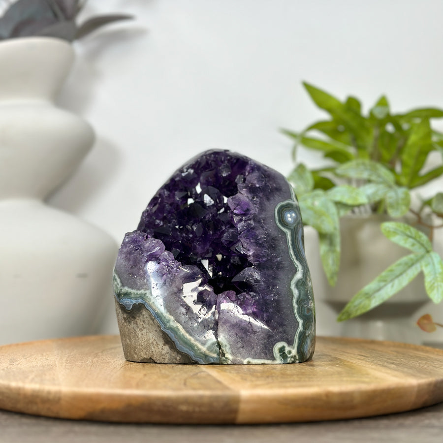 Deep Purple Deep Purple Amethyst with Green Jasper Shell - CBP1295