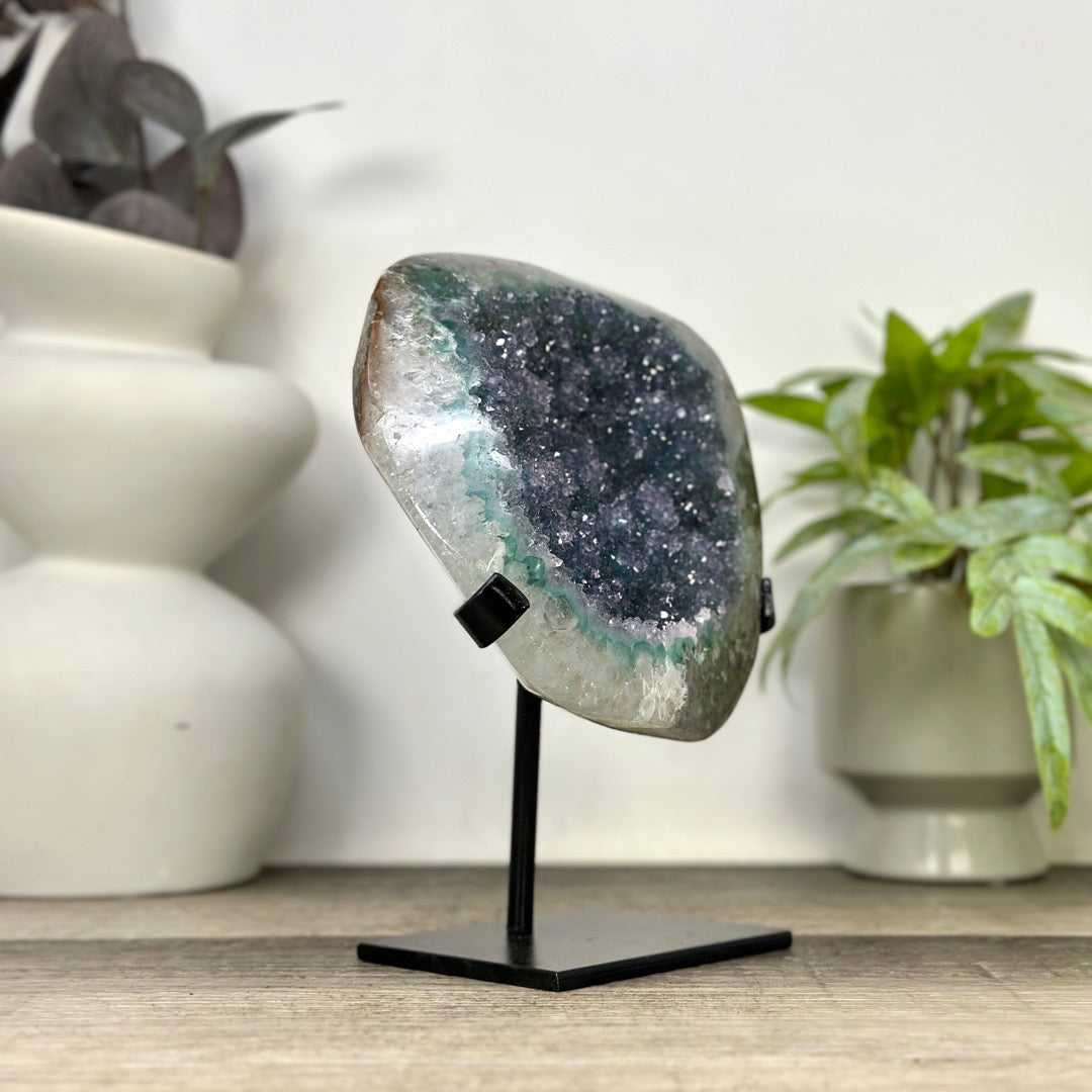 Unique Natural Green Quartz Specimen on Metal Stand - MWS3377