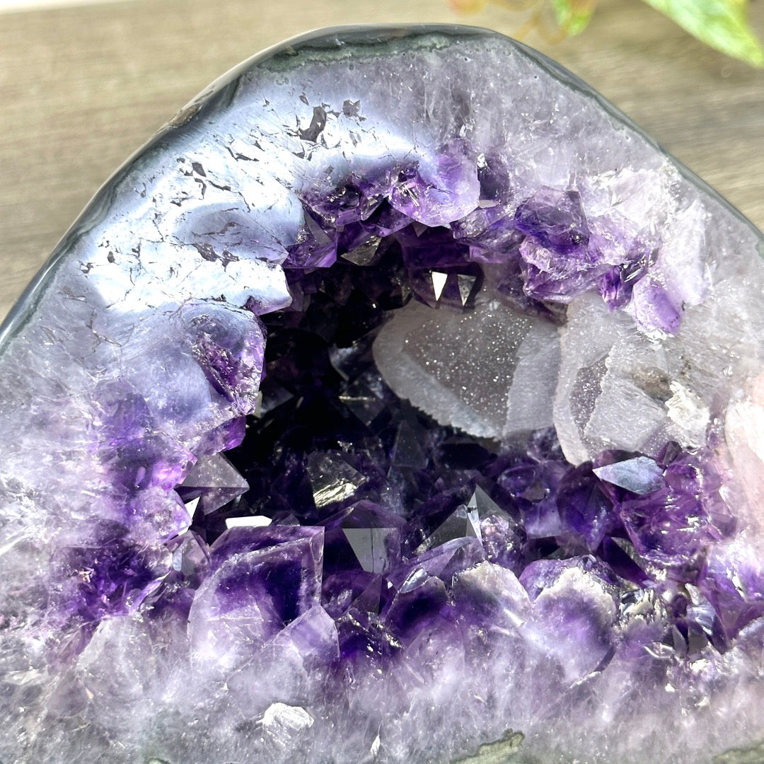 Natural Deep Purple Amethyst Geode with Calcite Inclusion - STGE0052