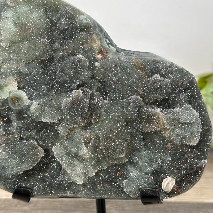 Natural Green Tone Sugar Quartz Specimen - Stand Included - MWS3181