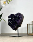 Natural Deep Purle Amethyst Stone Heart Stone - Stand Included - HST0312