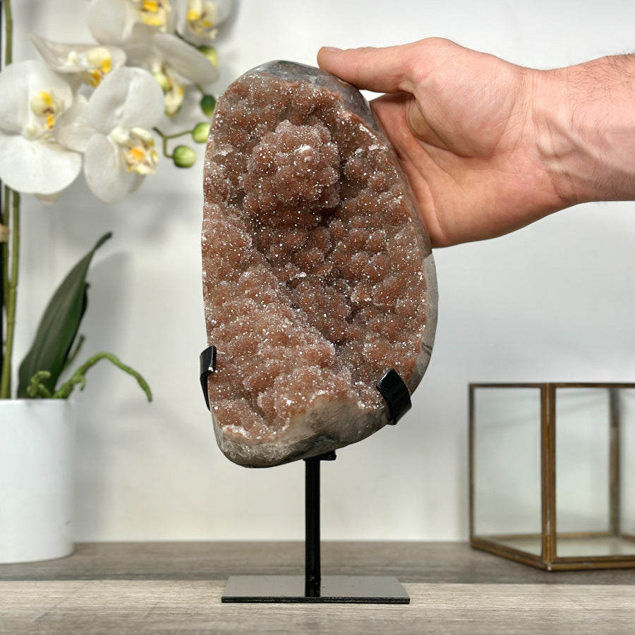 Orange Tone Sugar Quartz Crystal on Stand - Ideal for Home or Office Display - MWS2611