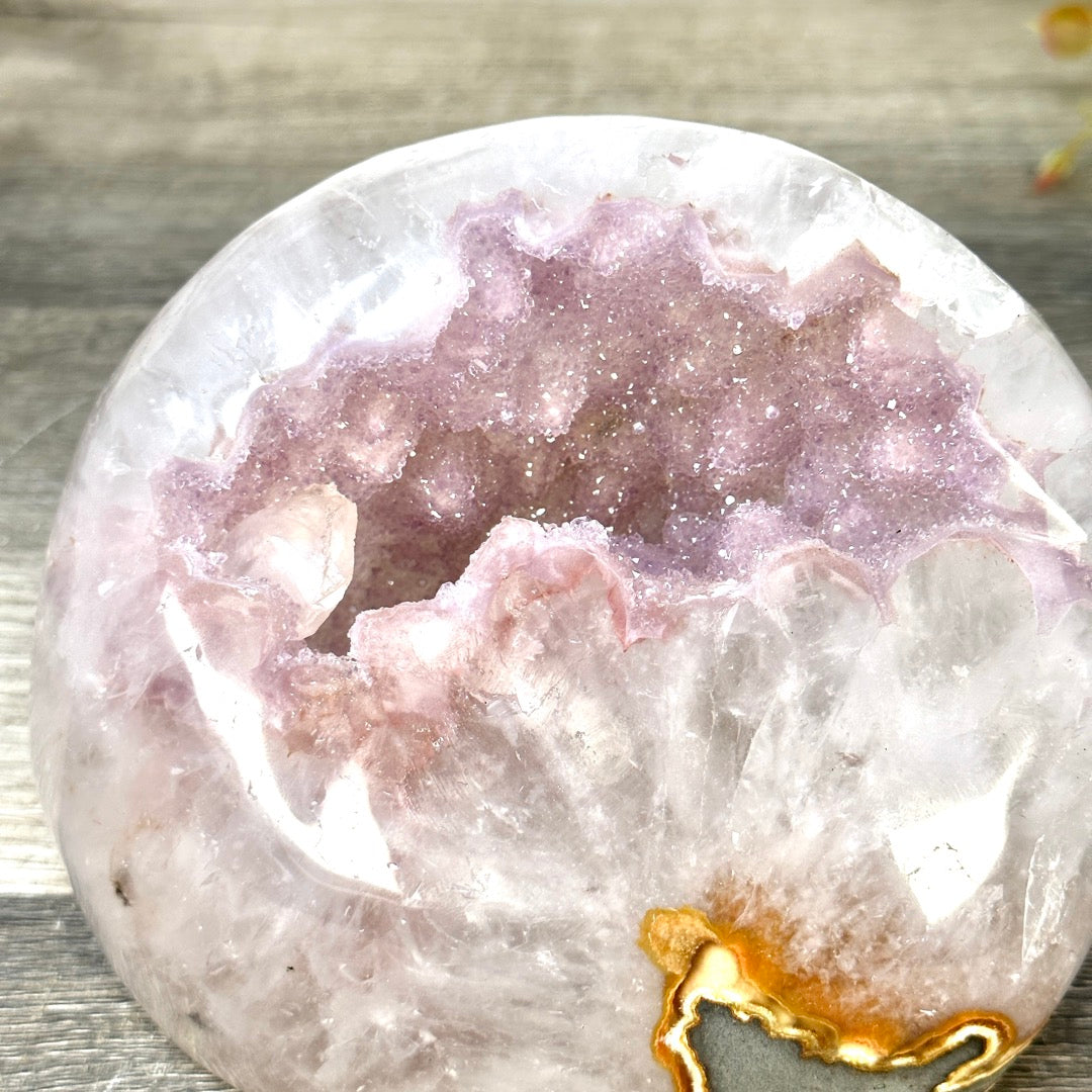 Natural Pink Amethyst Geode with Selfstanding Cut Base - STGE0051
