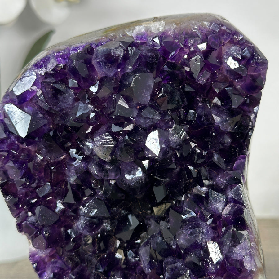 Uruguayan Amethyst Crystal Geode on Stand – Vibrant Purple Druzy - MWS2181