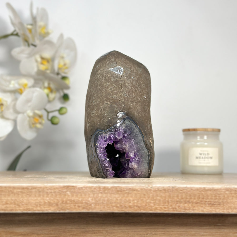 Deep purple Amethyst Geode - Cuted Self Standing Base - CBP1133