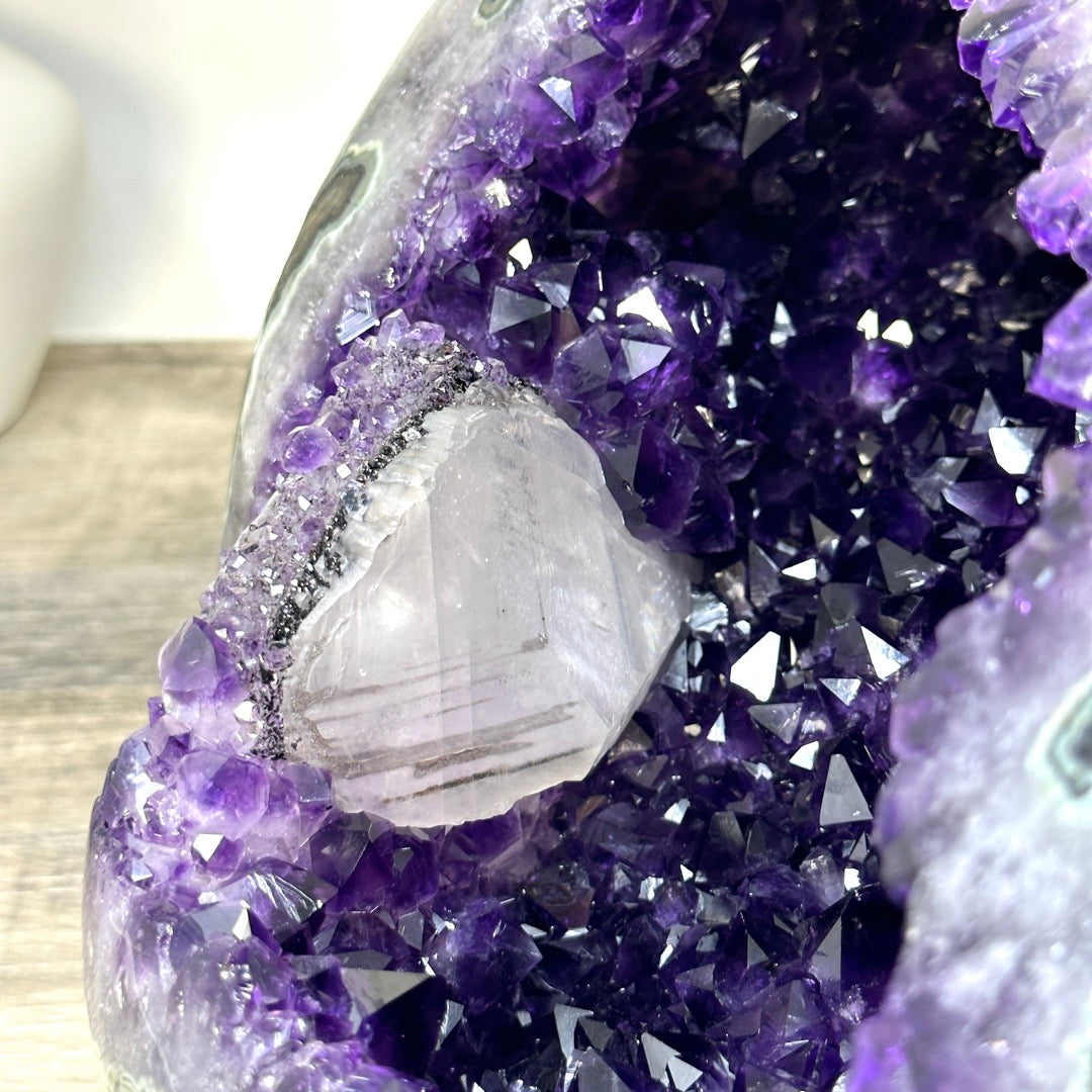 Huge A Grade Amethyst Geode with unique Calcite Crystal Formation - STGE0055